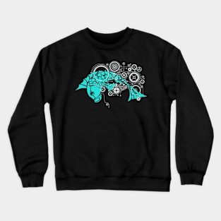 Steampunk. Mechanical Green Koi Carp Crewneck Sweatshirt